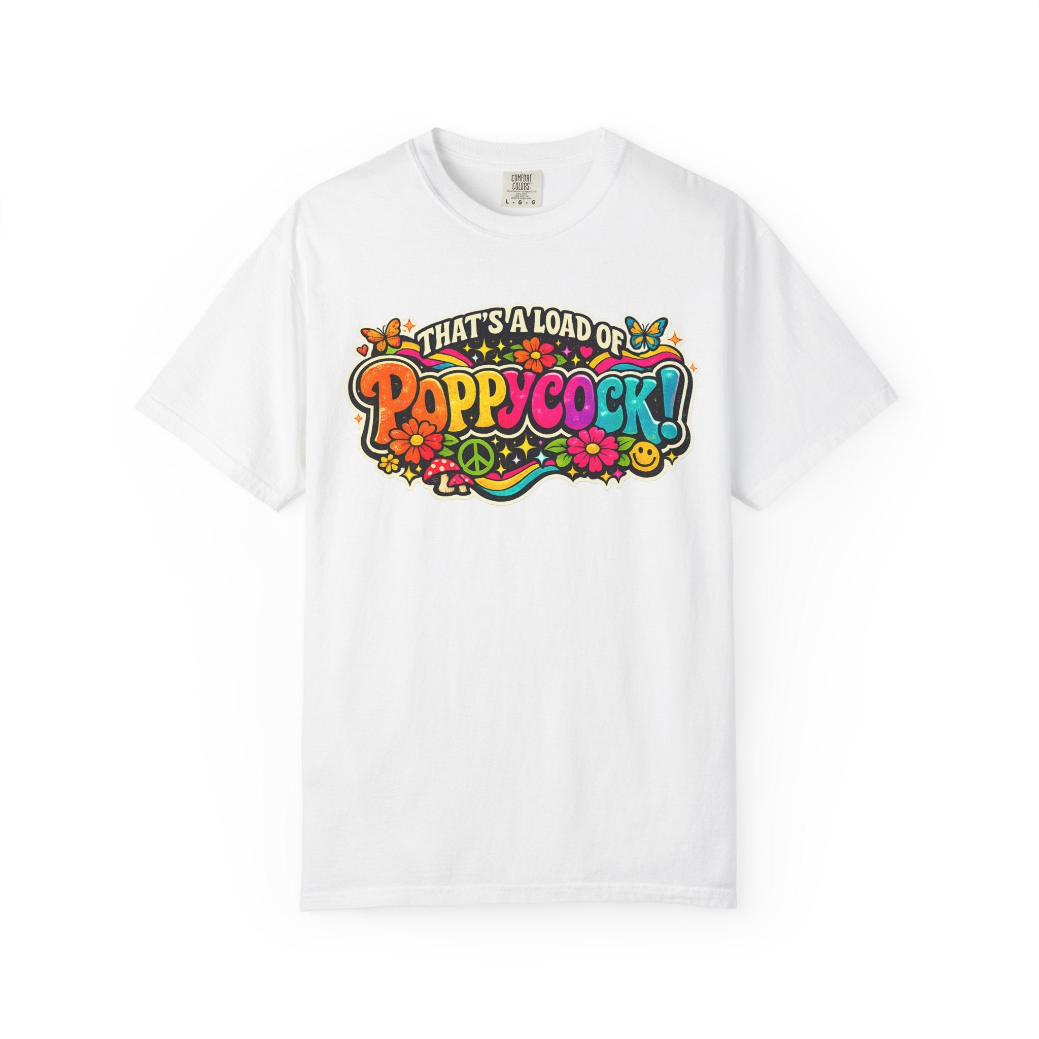 Poppycock Retro Hippie T Shirt  That’s a Load of Poppycock Colorful Vintage Floral Tee