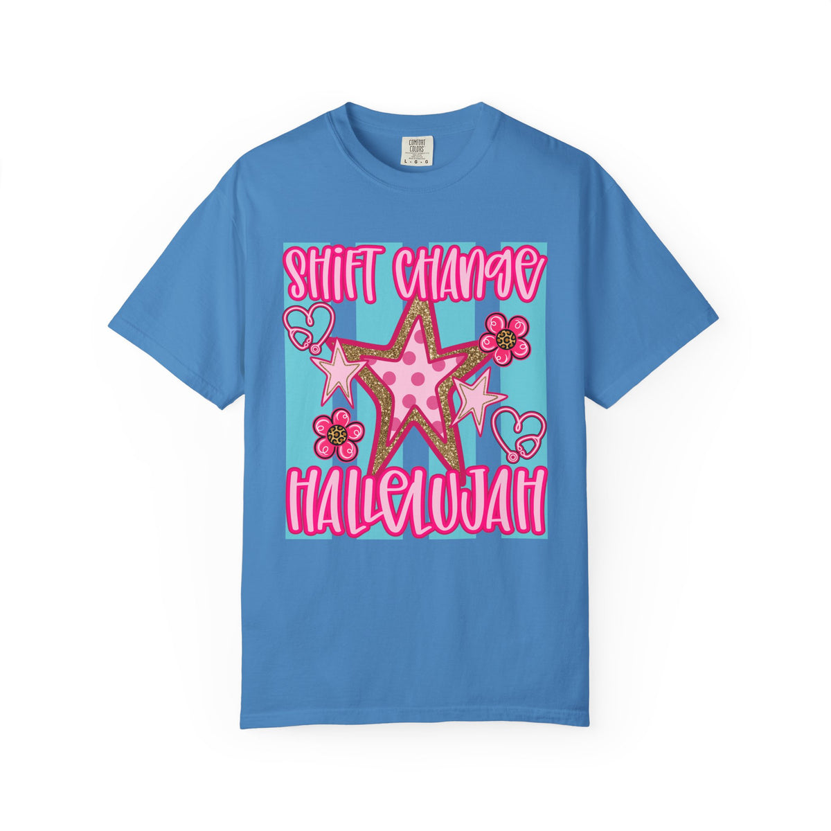 Shift Change Hallelujah T Shirt Cute Pink Star Nurse Worker Tee