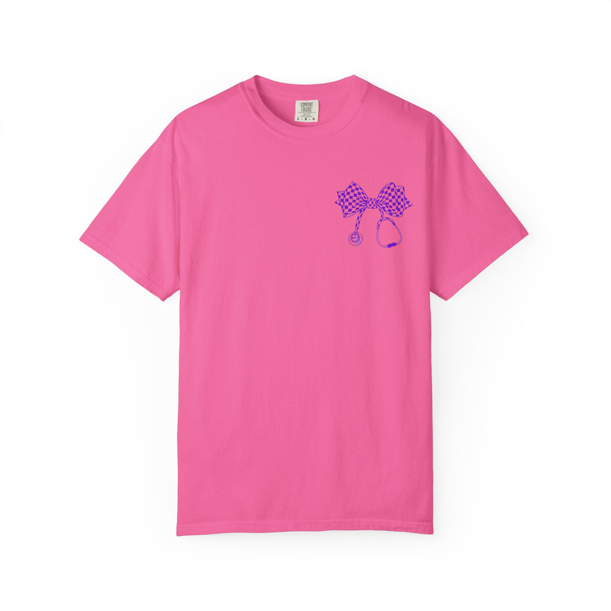 Nurse Stethoscope Bow T Shirt Checkered Medical Ribbon Tee