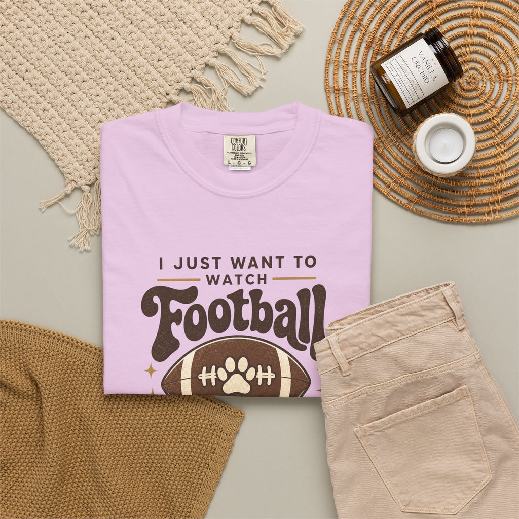 Football and Dog T Shirt I Just Want to Watch Football and Hang Out With My Dog Graphic Tee