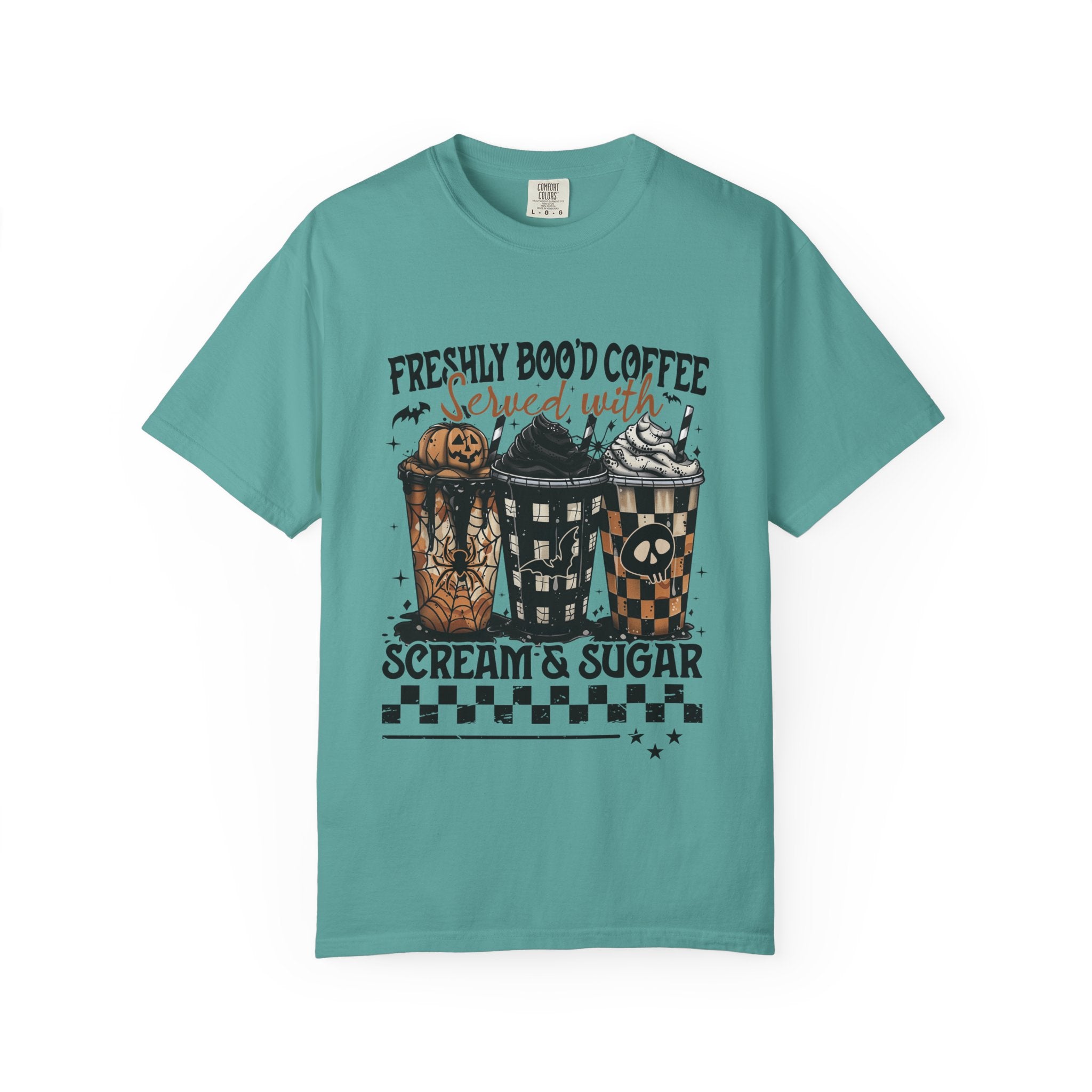 Coffee and Candy Halloween T Shirt Freshly Boo d Coffee Served with Scream and Sugar