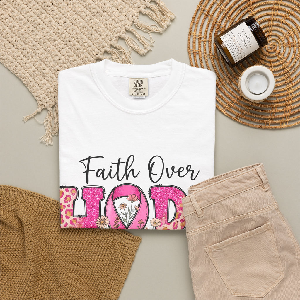 Breast Cancer Awareness Faith Over Fear Hope Tee Shirt