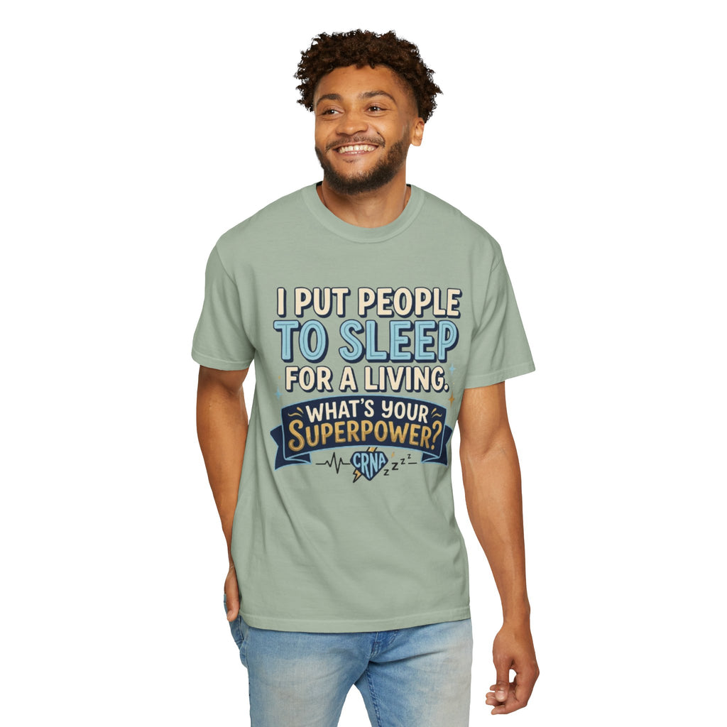 RN Anesthetist T‑Shirt I Put People To Sleep For A Living Nurse Anesthesia Tee