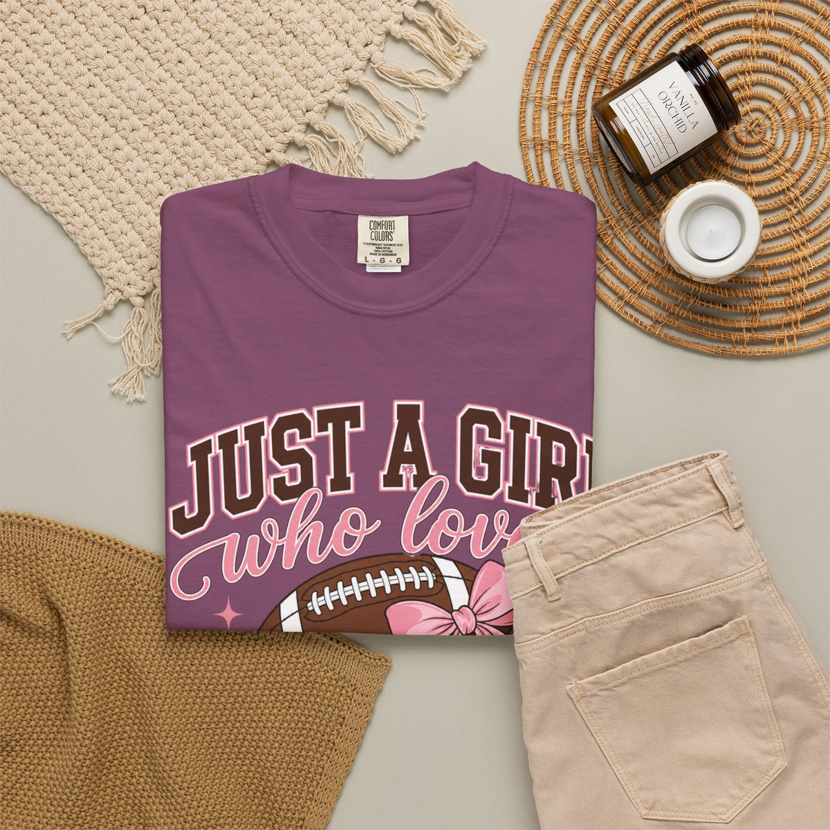 Just A Girl Who Loves Football T Shirt Pink Bow Football Tee