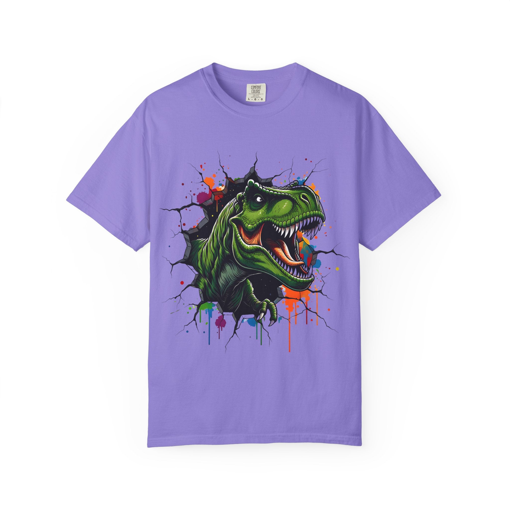 T Rex Burst Graphic T Shirt Colorful Dino Head Tee