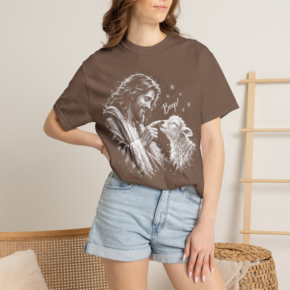 Jesus Boop Shirt, Jesus and Lamb Christian T-Shirt, Cute Faith Based Tee, Funny Jesus Shirt, Religious Gift for Women, Christian Graphic Tee