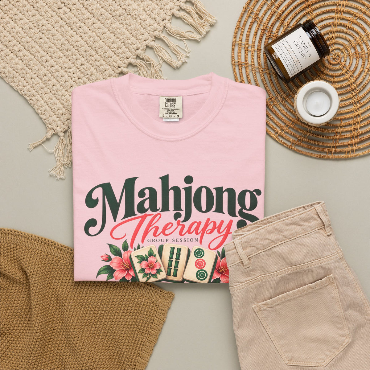 Mahjong Therapy T Shirt | Mahjong Tiles Floral Design