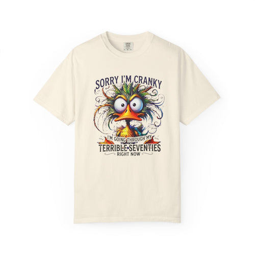 Cranky Terrible Seventies Graphic T Shirt Funny 70s Midlife Birthday Tee