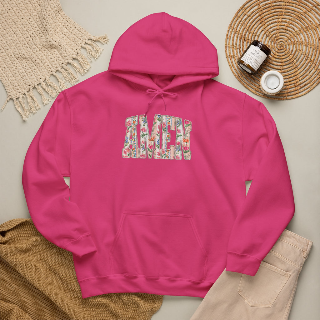 Floral AMEN Hoodie, Christian Faith Sweatshirt, Colorful Floral Religious Hoodie, Inspirational Christian Gift for Women