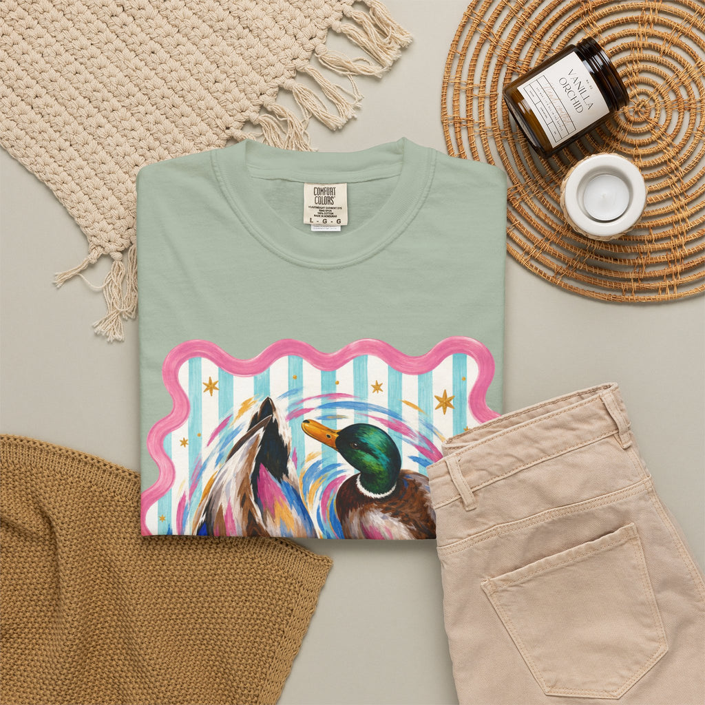 Mallard Duck Art T Shirt Colorful Paired Ducks Graphic Tee