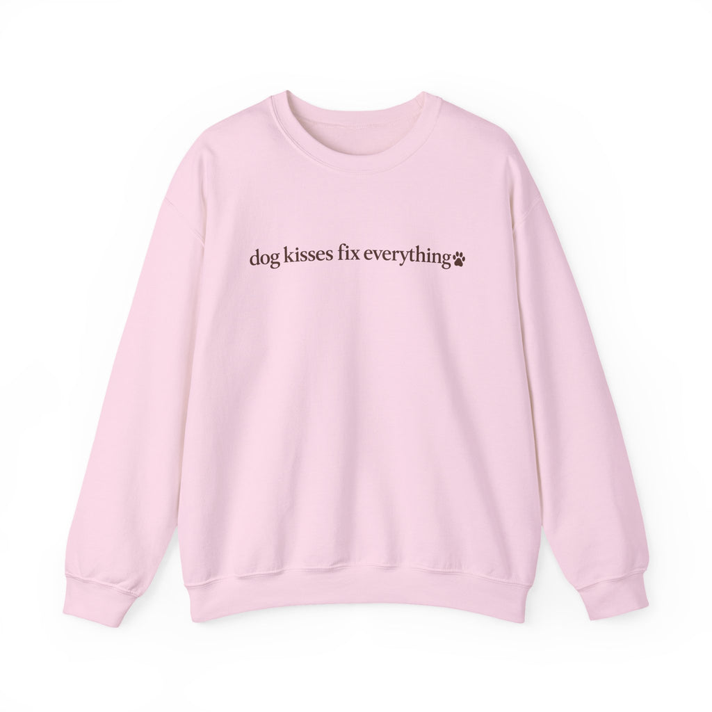 Dog Kisses Fix Everything Sweatshirt, Minimalist Dog Mom Crewneck, Cute Dog Lover Gift, Cozy Pet Mom Sweater, Christmas Gift for Dog Lovers