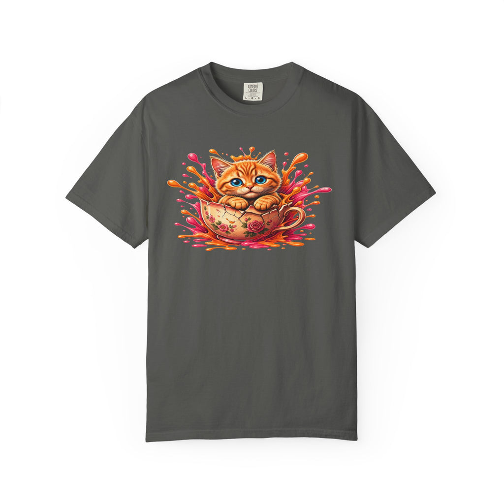 Cat Splash T Shirt Cute Orange Kitten Graphic Tee