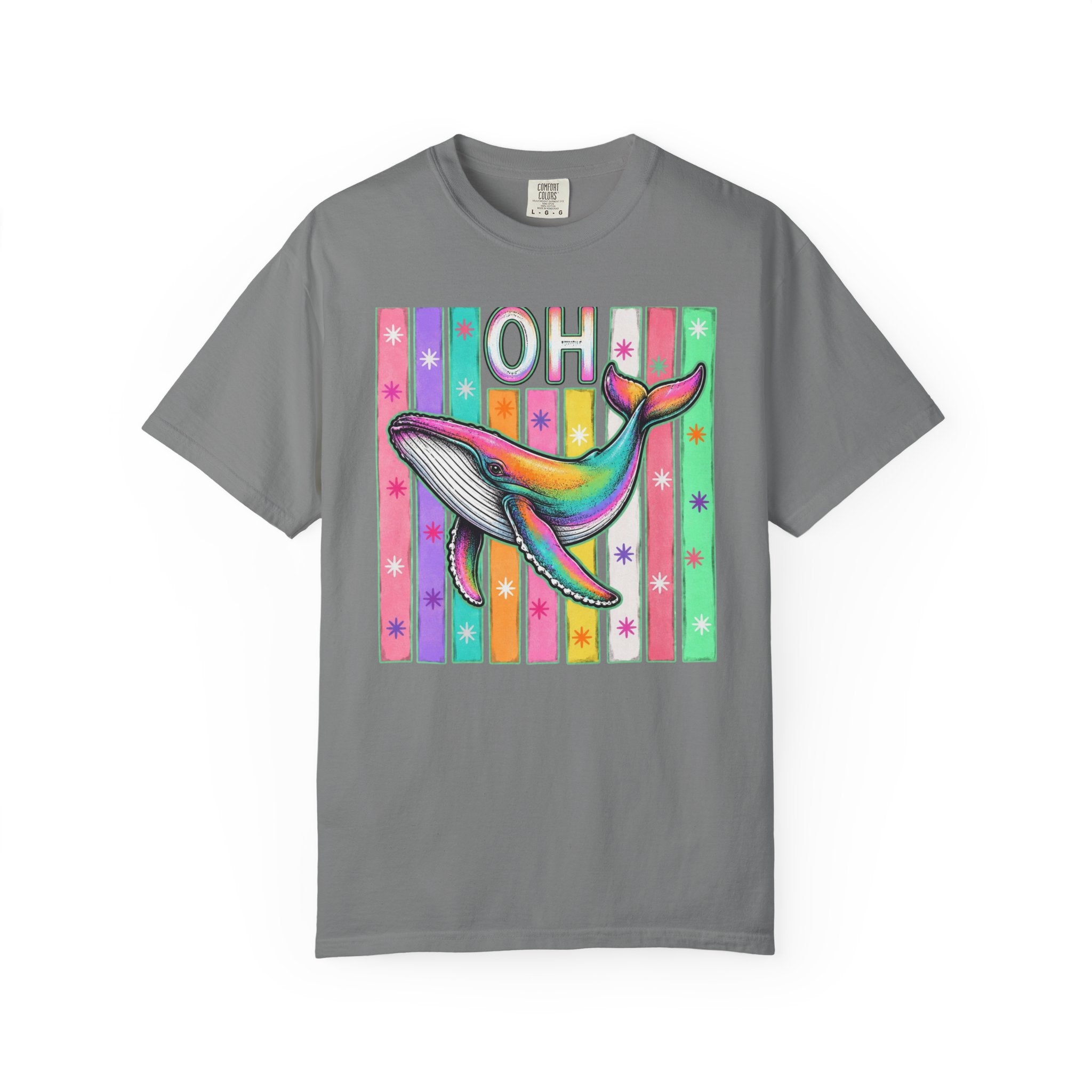 Oh Rainbow Whale T Shirt Retro Striped Graphic Tee