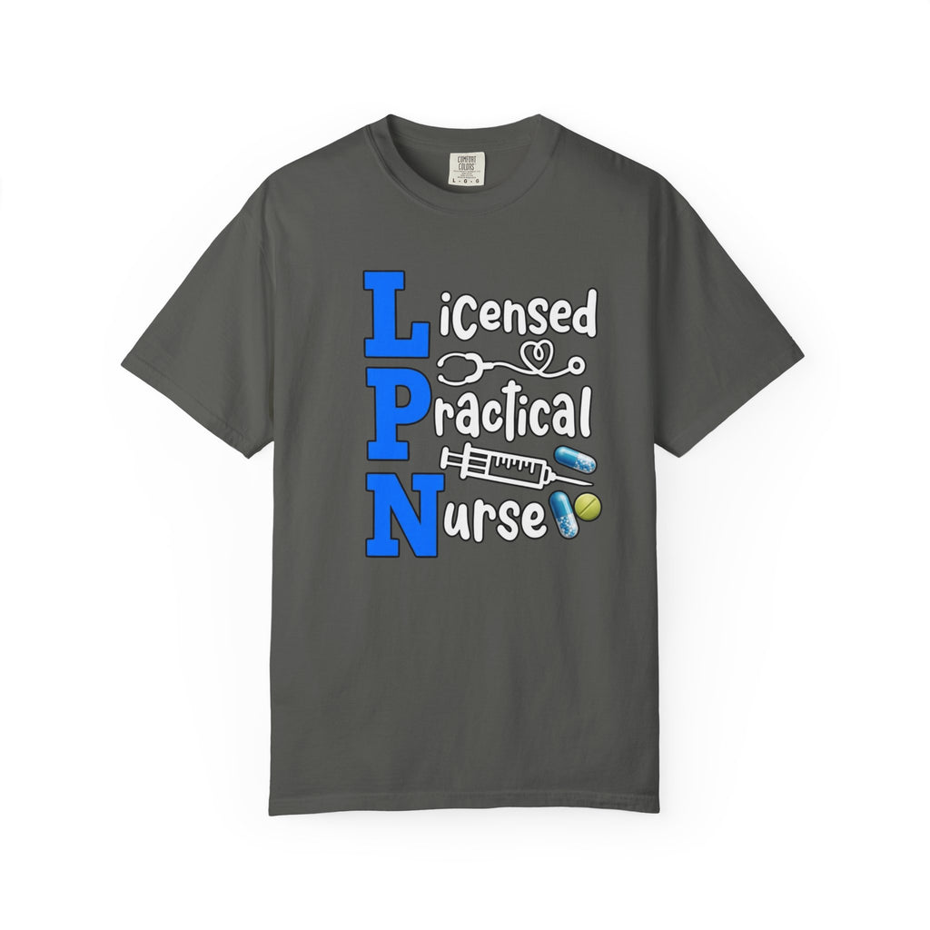 LPN Licensed Practical Nurse Graphic T-Shirt Cute Medical Badge & Pills Design