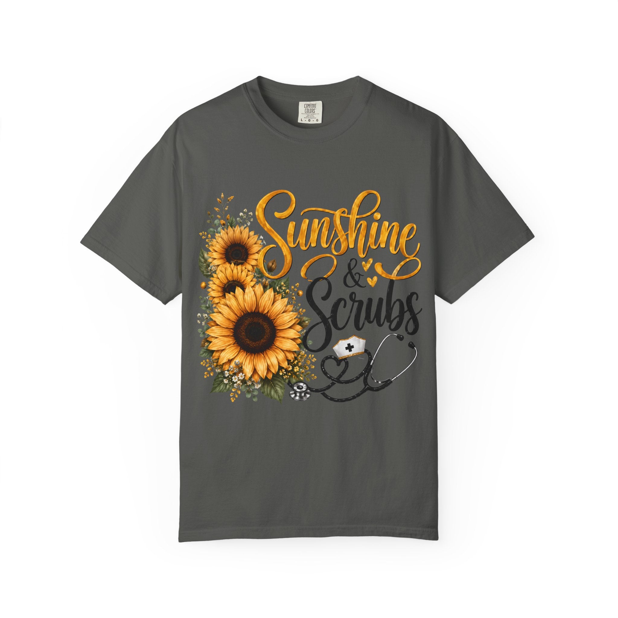 Sunshine and Scrubs Sunflower Nurse T Shirt
