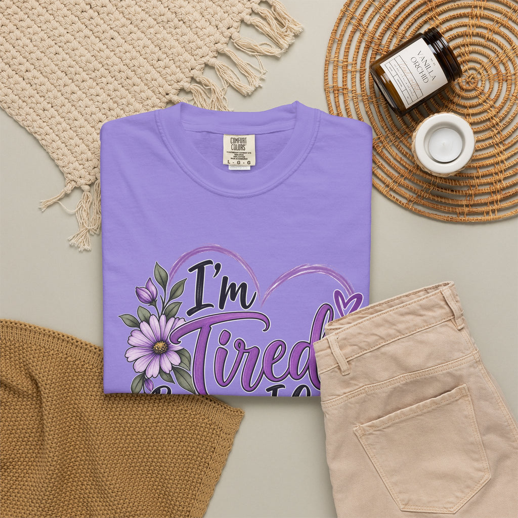 Im Tired Because I Care floral heart T Shirt Caregiver tee