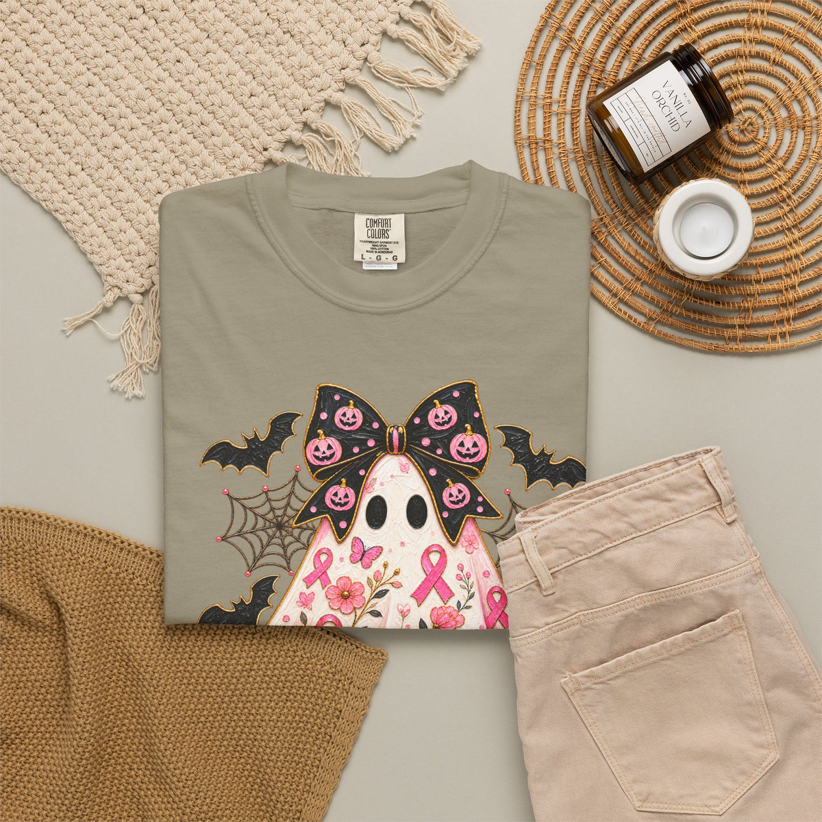 Pink Ribbon Ghost T shirt | Halloween Breast Cancer Awareness