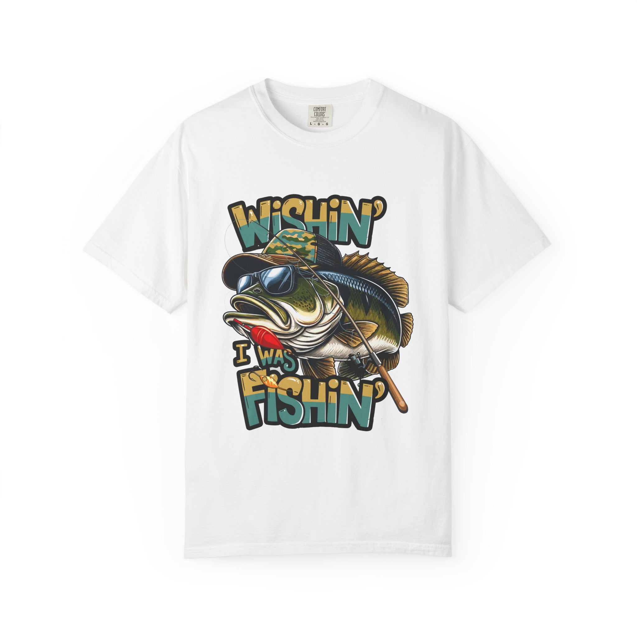Fishing Graphic T Shirt Wishin Was Fishin Vintage Bass Tee