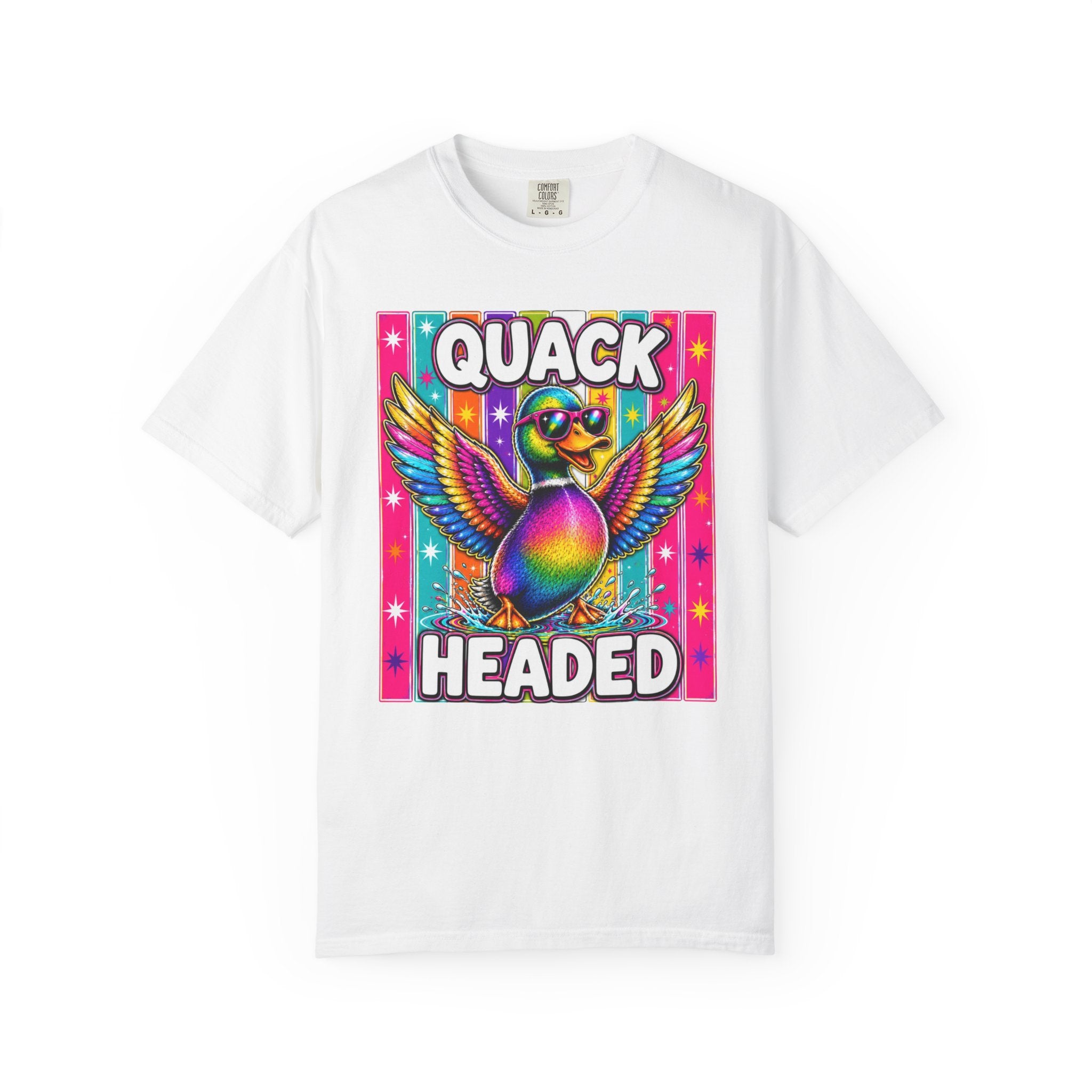 Quack Headed Duck T Shirt Vibrant Retro Rainbow Duck Graphic Tee