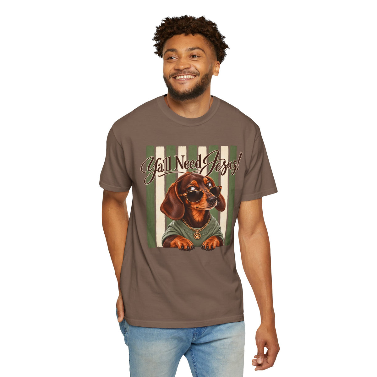 Funny Dachshund Shirt, Y'all Need Jesus Tee, Sarcastic Dog Lover Gift, Comfort Colors T-Shirt, Sassy Wiener Dog Shirt