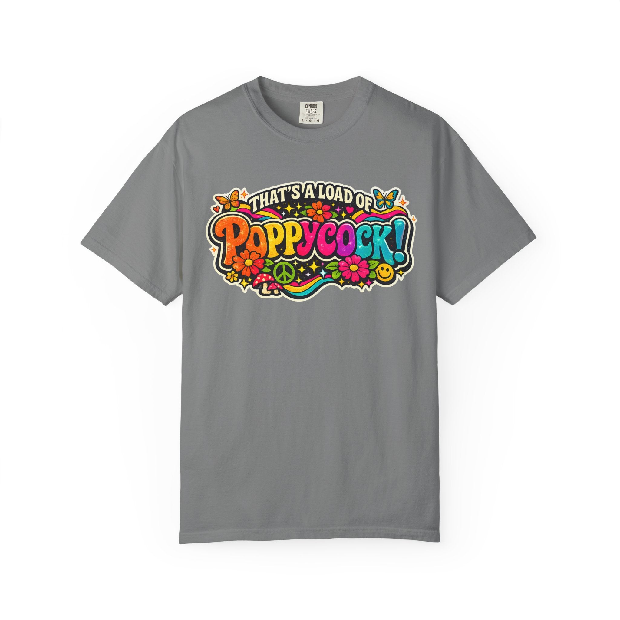 Poppycock Retro Hippie T Shirt  That’s a Load of Poppycock Colorful Vintage Floral Tee