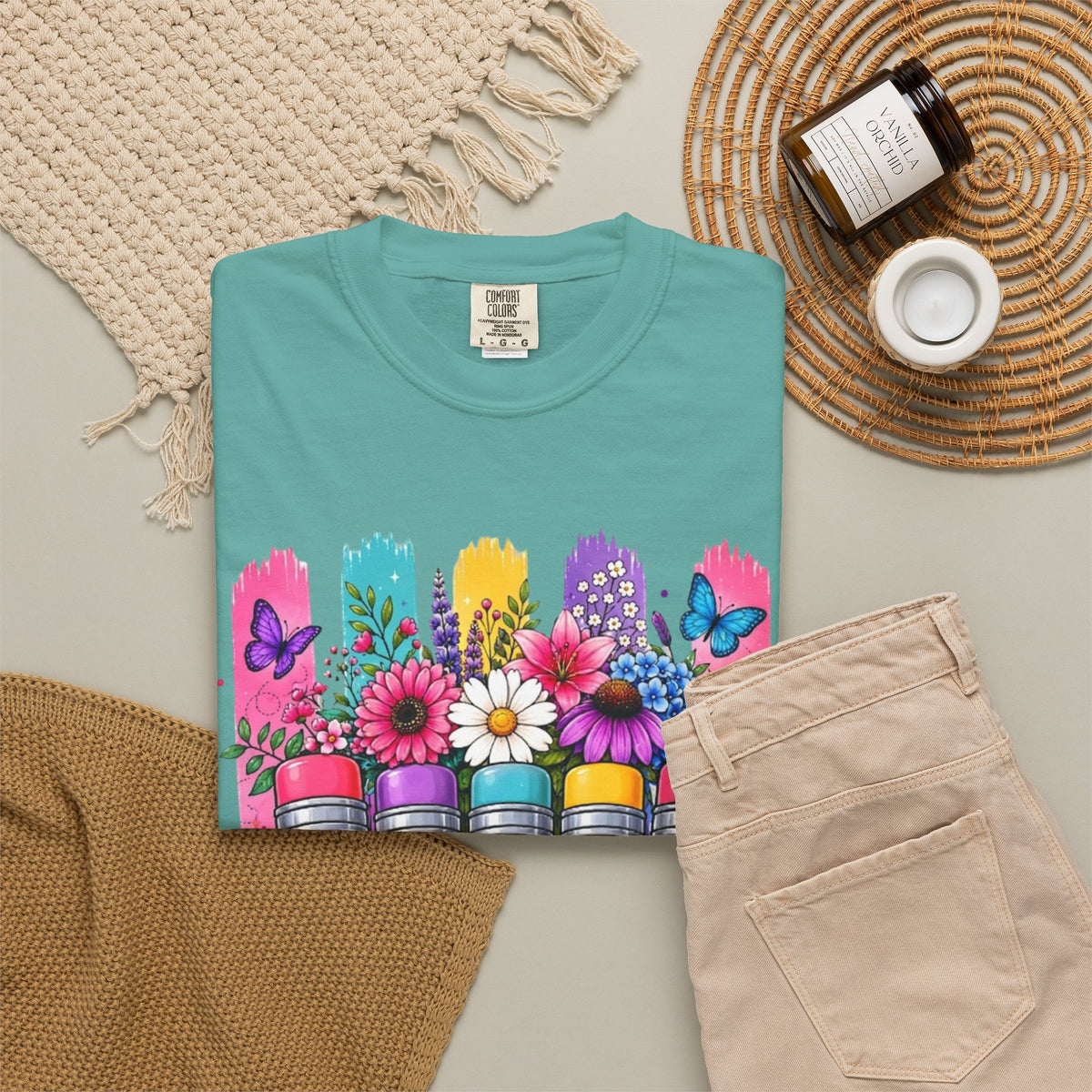 Teacher Pencil Bouquet T Shirt Colorful Floral Back to School Gift