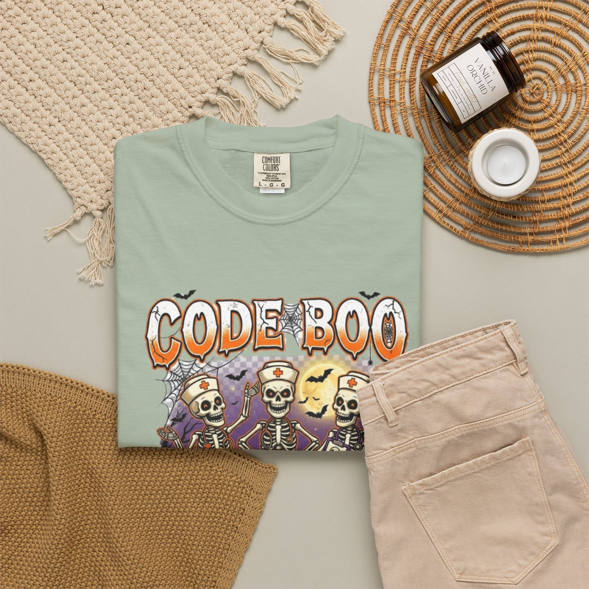 Nurse Code Boo Halloween T‑Shirt Spooky Season Skeletons