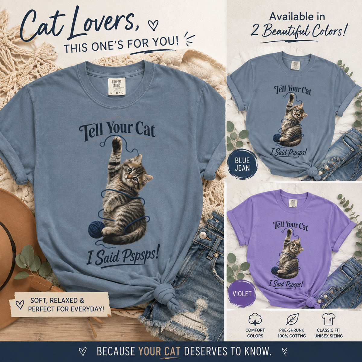 Tell Your Cat I Said Pspsps T Shirt Cute Funny Cat Graphic Tee