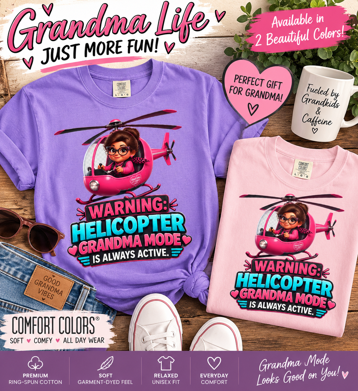 Helicopter Grandma T Shirt Warning Helicopter Grandma Mode Is Always Active