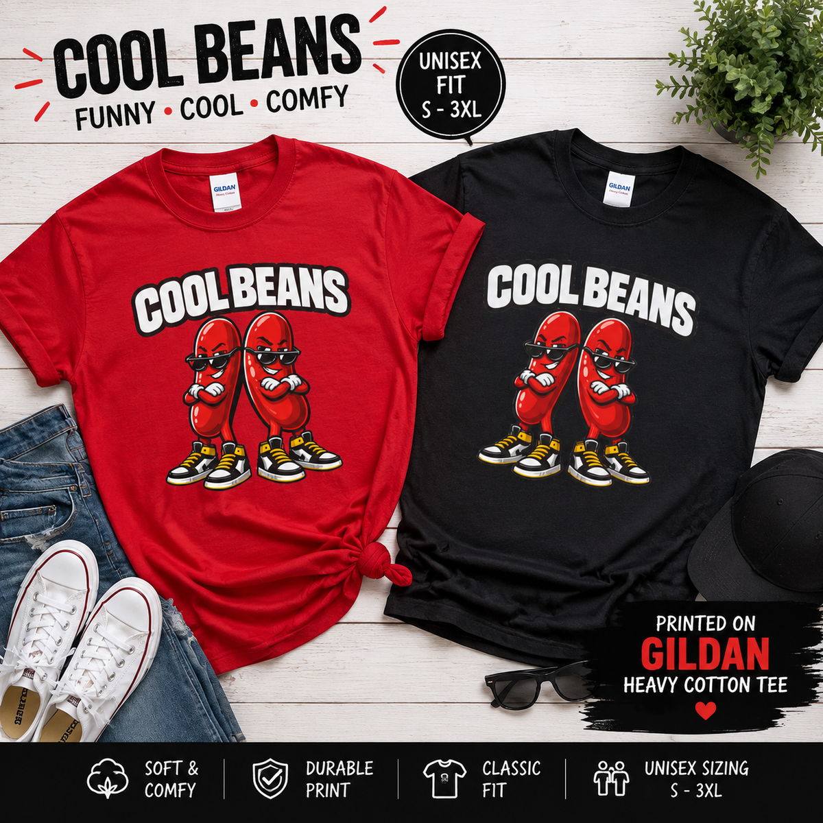 Cool Beans T‑Shirt — Retro Cartoon Funny Graphic Tee