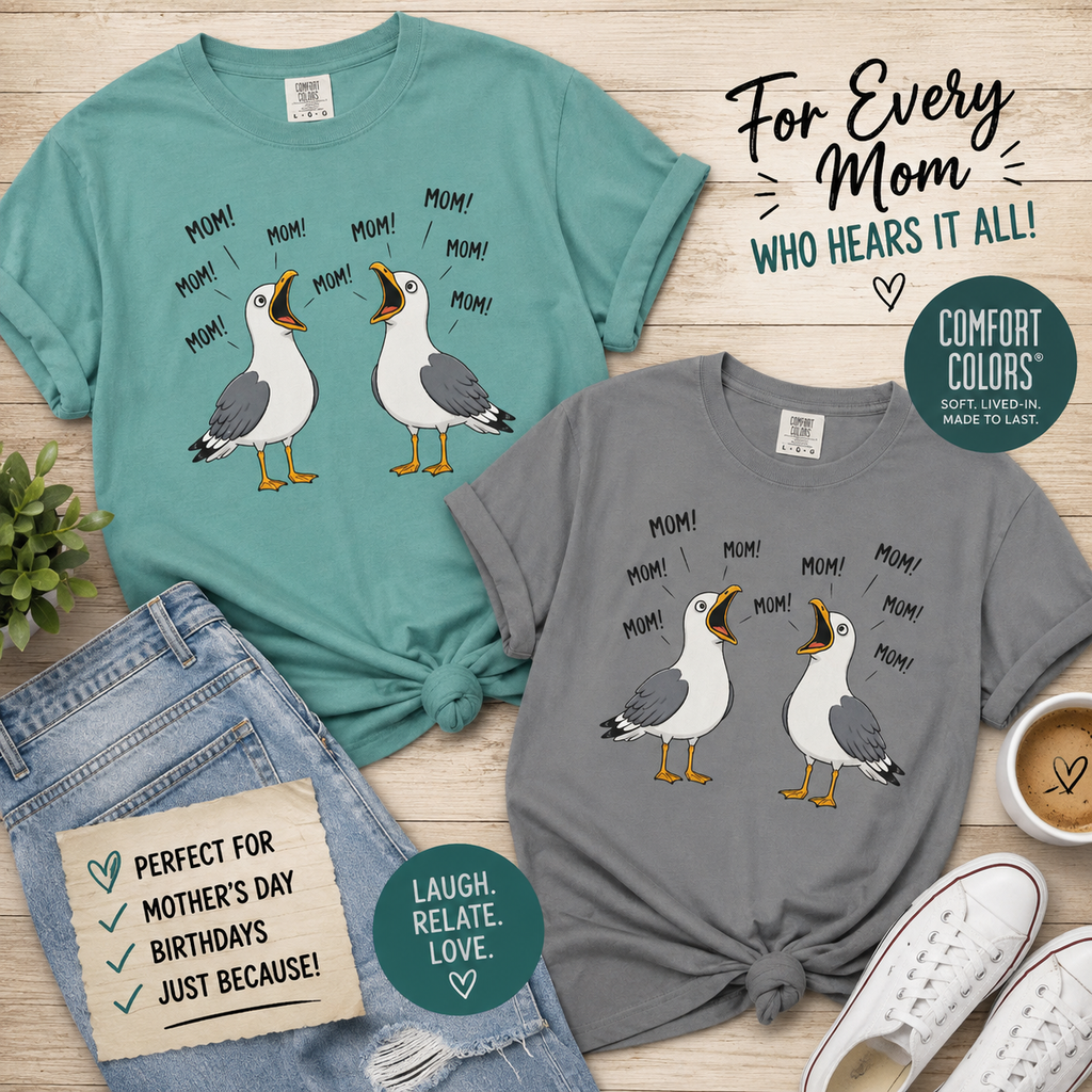 Seagull 'Mom!' Graphic T-Shirt