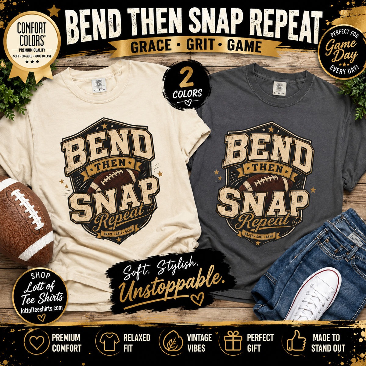 Football Bend Then Snap Repeat Graphic T Shirt Vintage Athletic Tee for Players and Fans