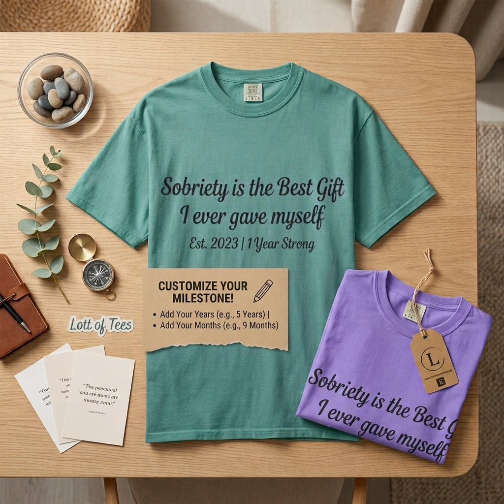 Sobriety Is the Best Gift Tee Inspirational Recovery T Shirt Personalize with how many months or years