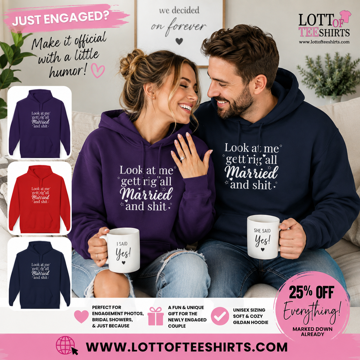 Marriage Announcement Hoodie Look at me getting all Married and shit Bridal Sweatshirt