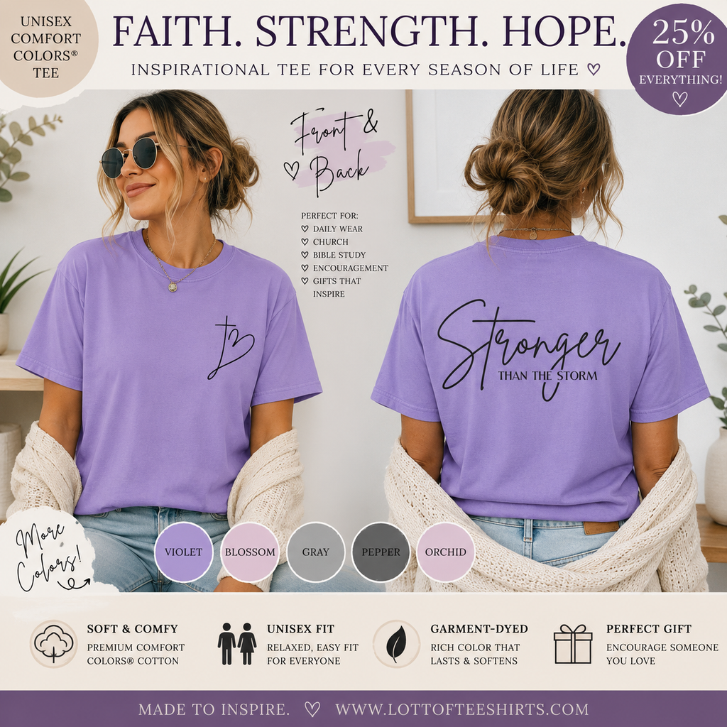 T-Shirt  Stronger Than the Storm Script Chest and Back Tee