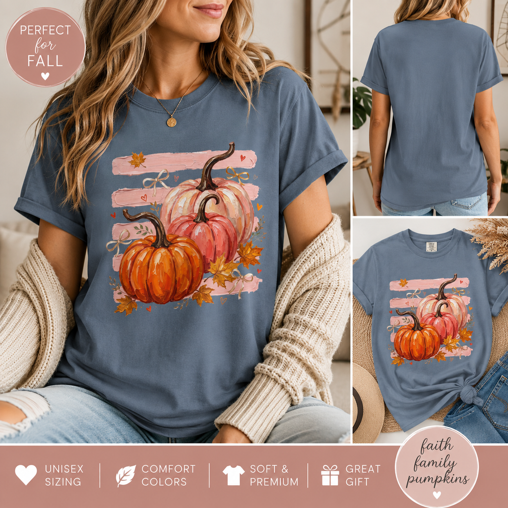 Pumpkin Harvest Tee Shirt Autumn Watercolor Pumpkins Tee