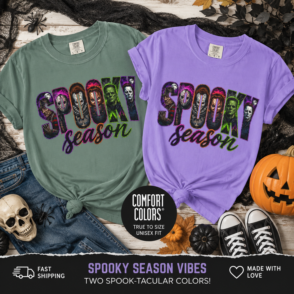 Spooky Season Tee Shirt Halloween Vintage Horror Graphic