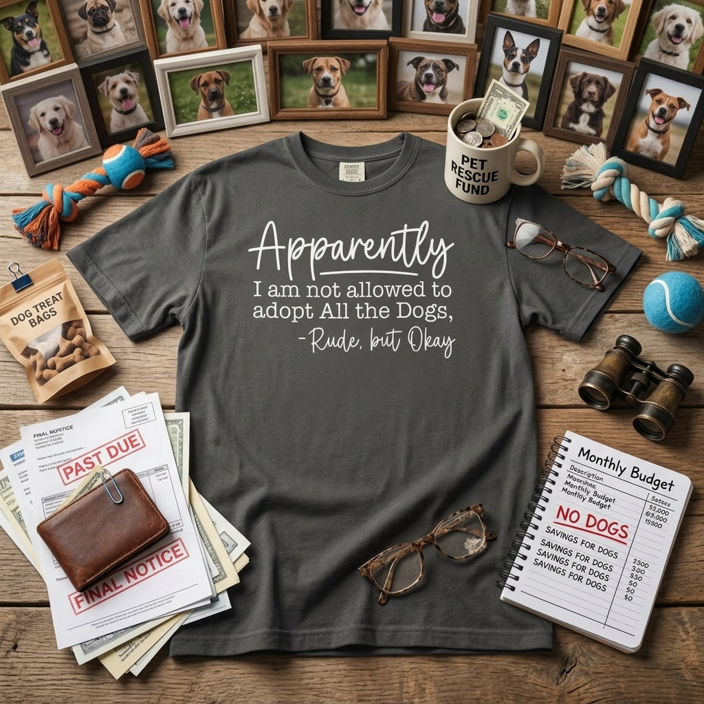 Tee Shirt Apparently I Am Not Allowed to Adopt All the Dogs Funny Dog Lover Graphic Tee