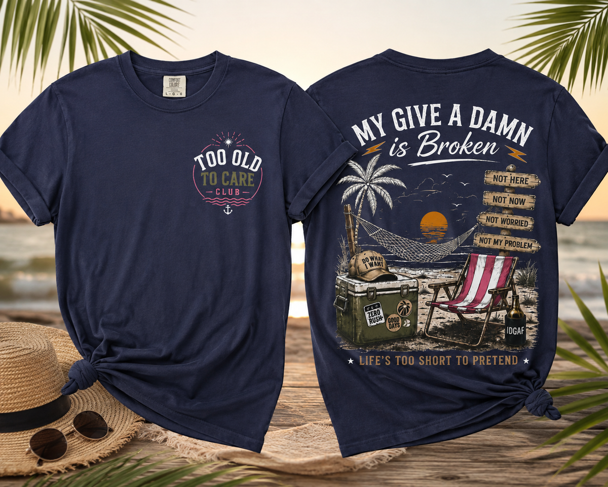 Tee Shirt Too Old to Care Beach Vintage Graphic Tee
