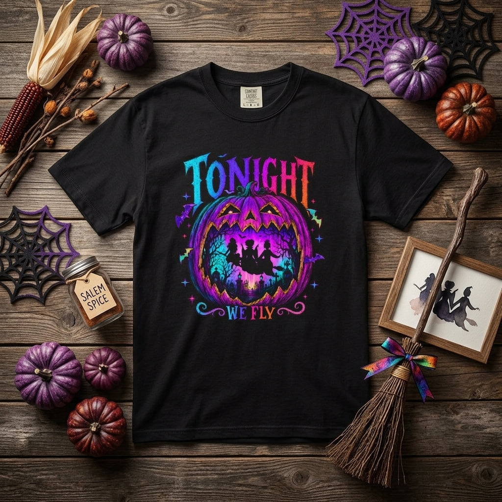 Tonight We Fly Halloween Pumpkin Tee Shirt