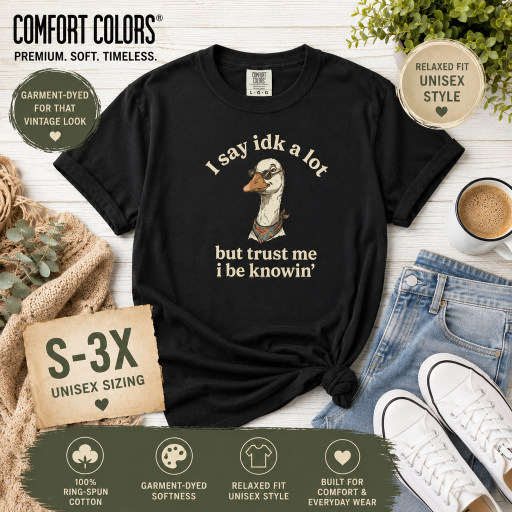 Funny Goose T Shirt Say Idk a Lot But Trust Me I Be knowin Graphic Tee