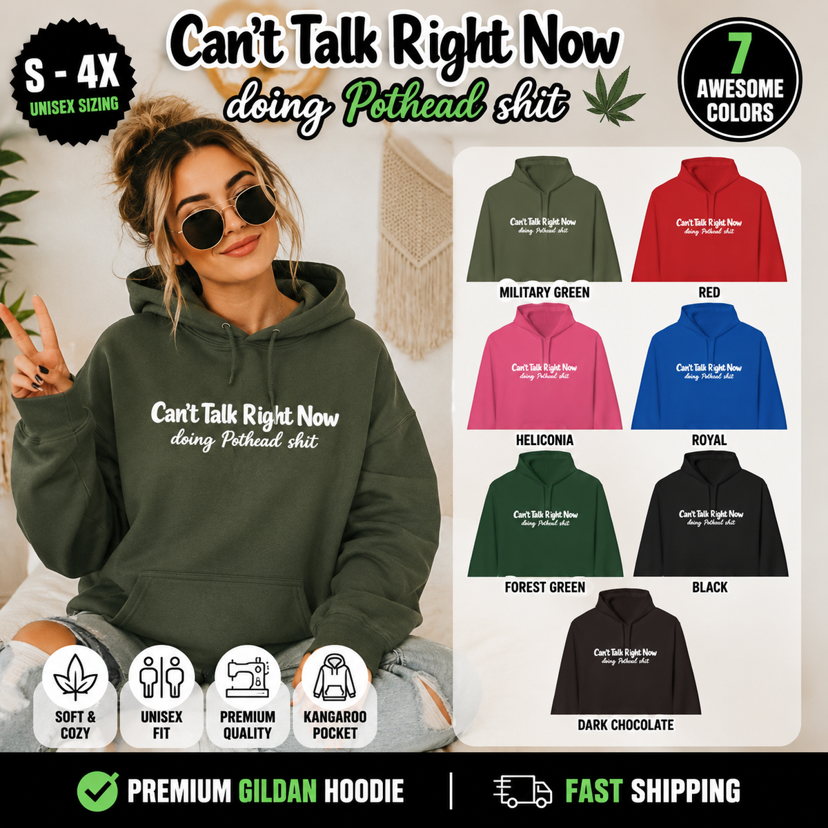 Hoodie Cant Talk Right Now Doing Pot Head Sh t Graphic Pullover
