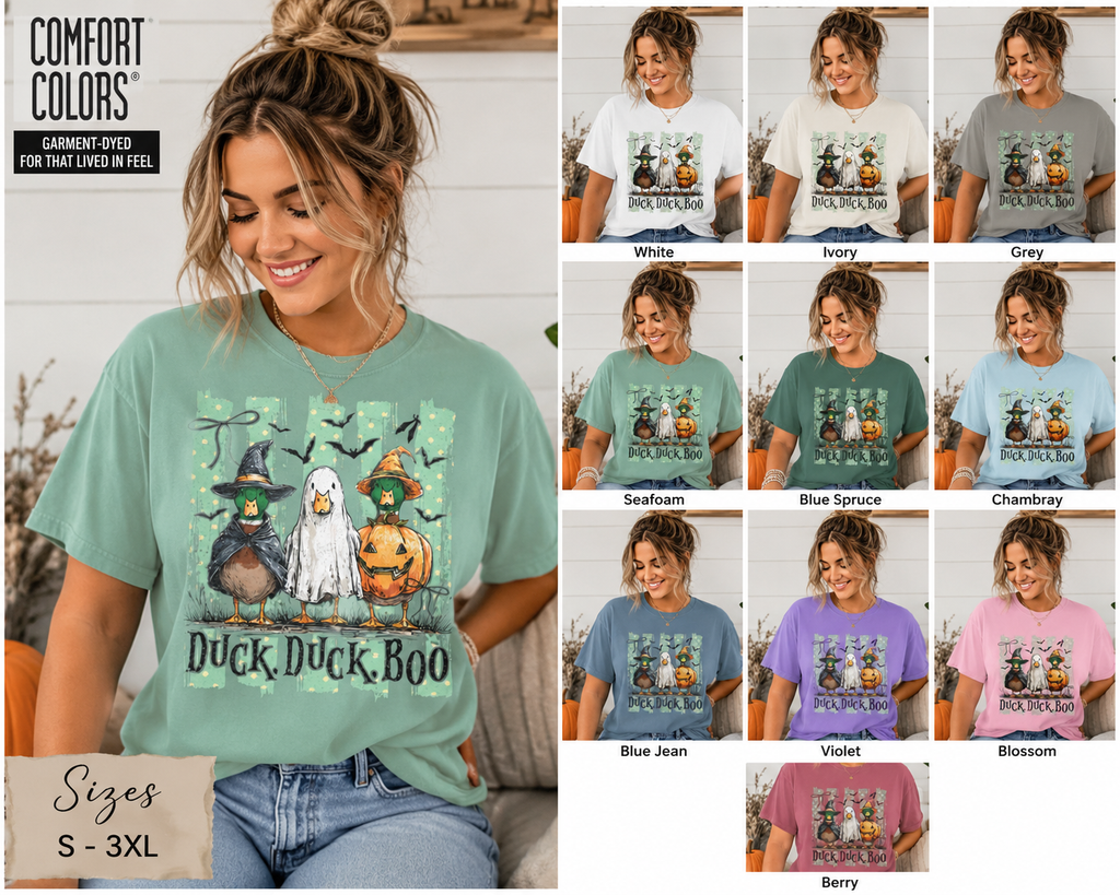 Duck Duck Boo Halloween T Shirt Cute Ducks in Costumes Graphic Tee