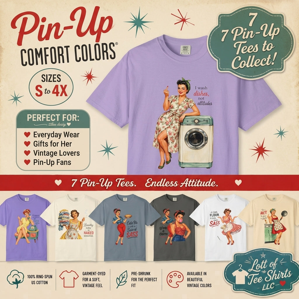 Vintage Pin Up Laundry T Shirt I Wash Dishes Not Attitudes Retro Tee