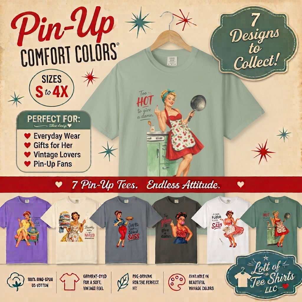 Vintage Pinup Cooking T-Shirt Too Hot to Handle Kitchen Tee