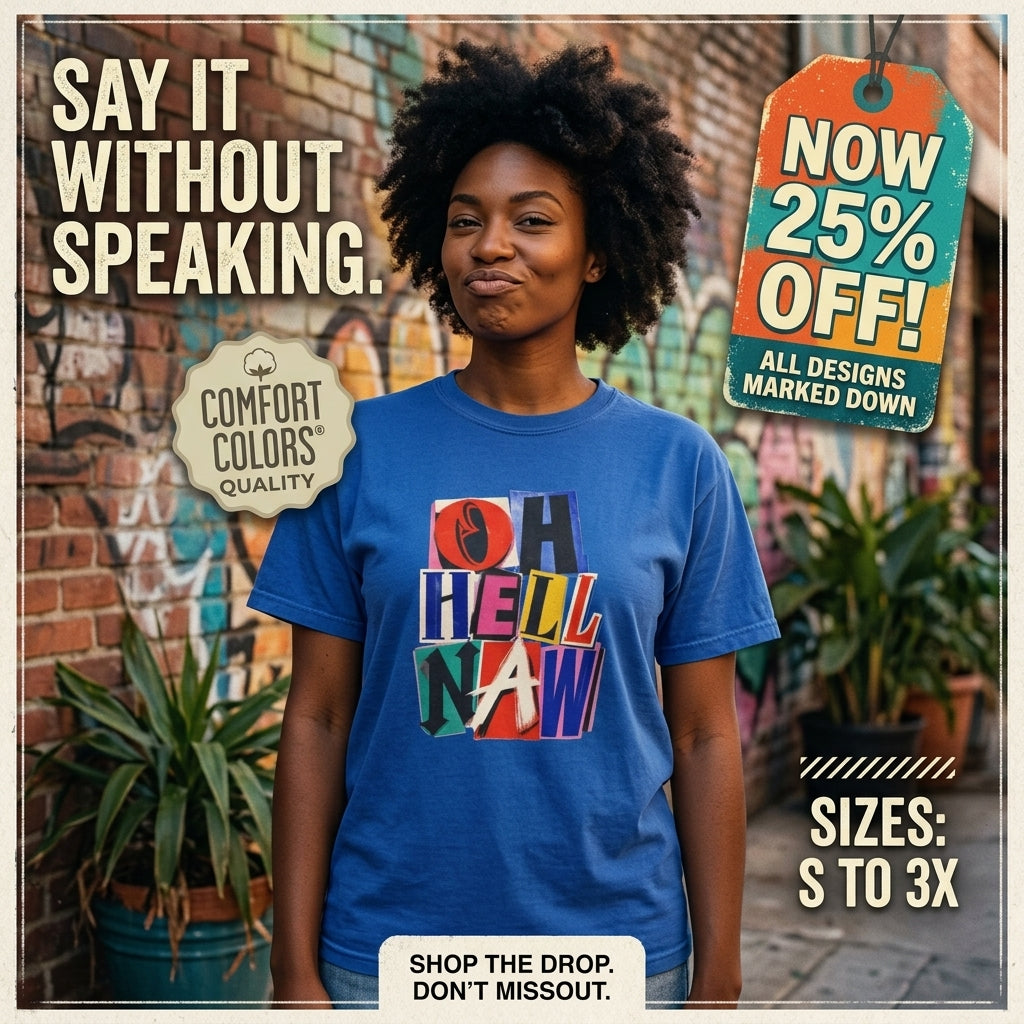 Oh Hell Naw Graphic Tee Colorful Retro Statement Shirt