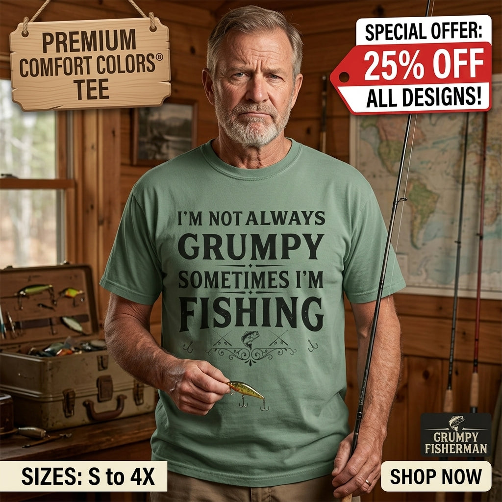 Fishing T Shirt Im Not Always Grumpy Sometimes Im Fishing Funny Angler Tee