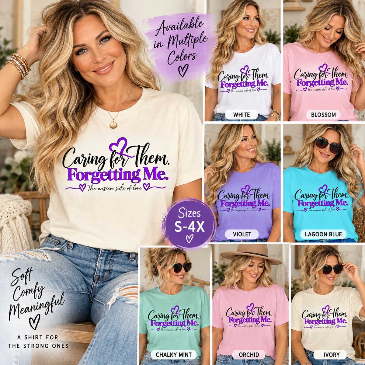 Caring for Them Forgetting Me T shirt | Alzheimer Awareness Purple Ribbon