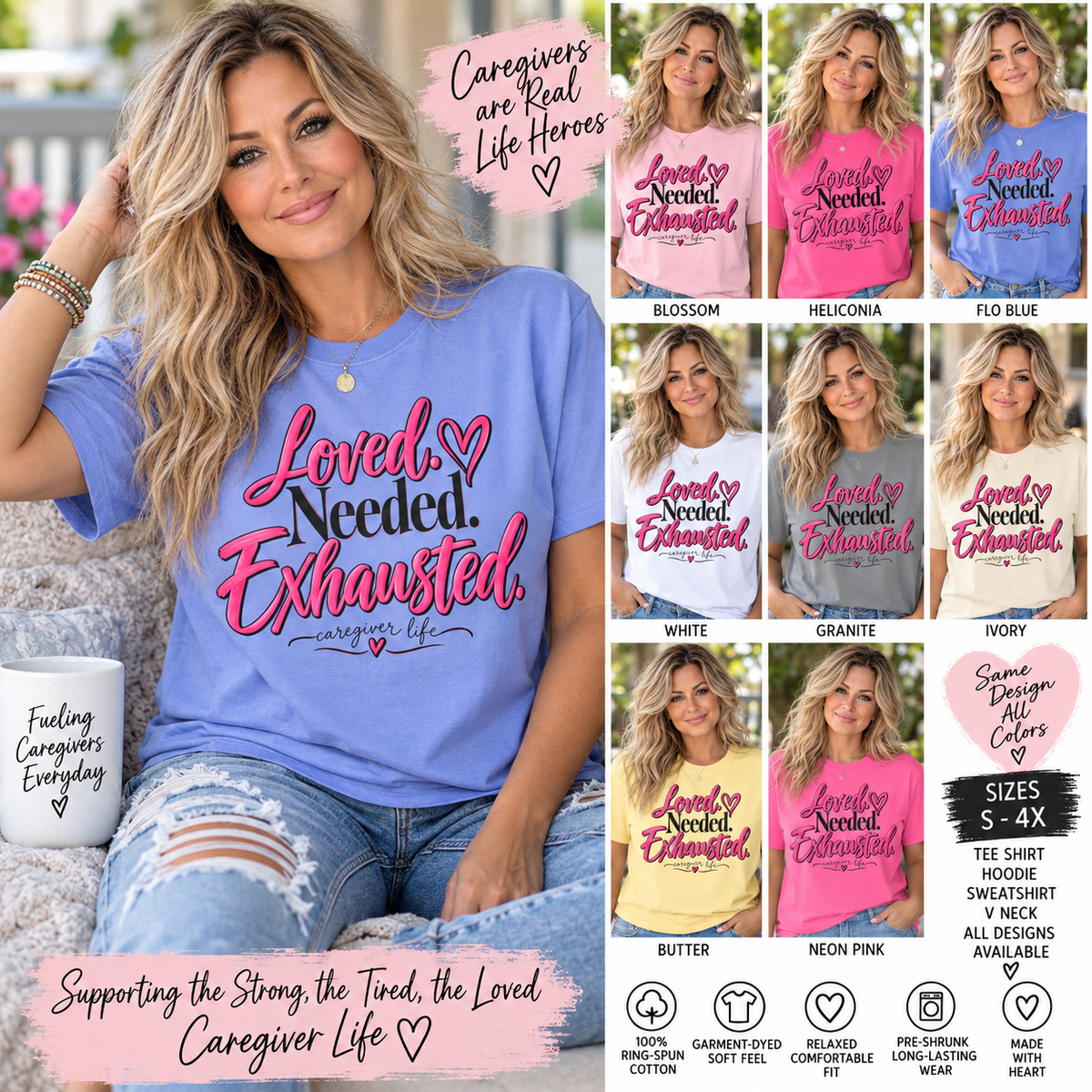 Caregiver Shirt Loved Needed Exhausted Tee Caregiver Life T Shirt Family Caregiver Gift Mom Caregiver Shirt Caregiver Appreciation Tee