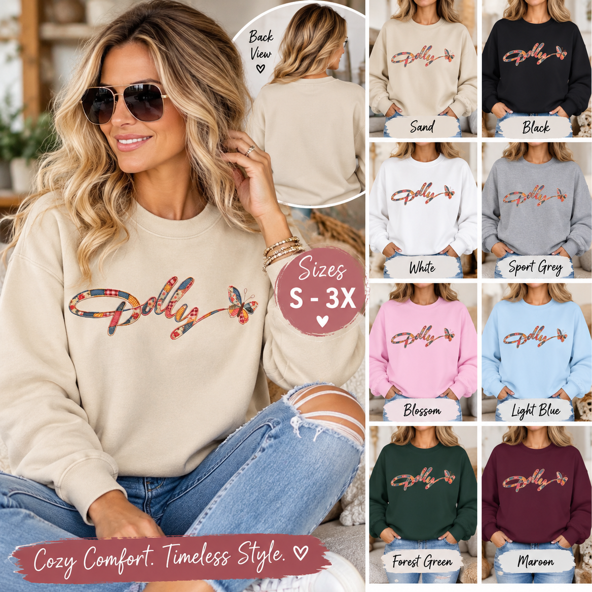 Dolly Floral Script Crewneck Sweatshirt